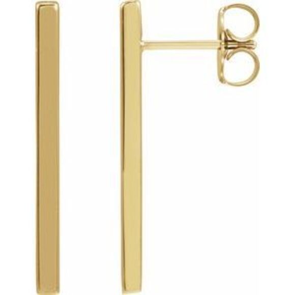 14K Yellow Gold Bar Earrings